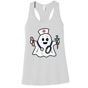 Nurse Ghost Scrub Top Halloween Costume For Nurses Women Rn Women's Racerback Tank