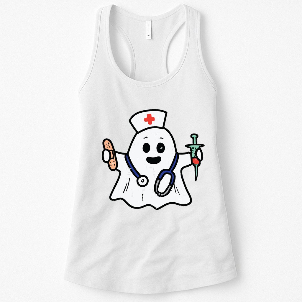 Nurse Ghost Scrub Top Halloween Costume For Nurses Women Rn Womens Tank Top