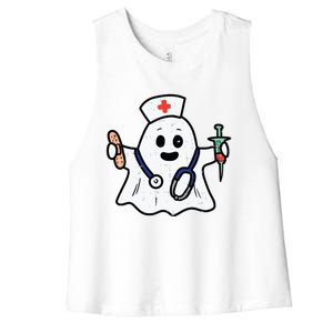 Nurse Ghost Scrub Top Halloween Costume For Nurses Women Rn Women's Racerback Cropped Tank