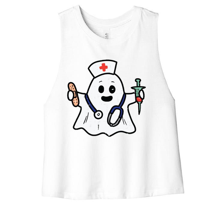 Nurse Ghost Scrub Top Halloween Costume For Nurses Women Rn Women's Racerback Cropped Tank