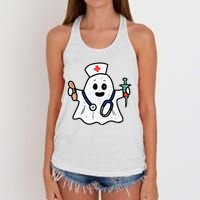 Nurse Ghost Scrub Top Halloween Costume For Nurses Women Rn Women's Knotted Racerback Tank