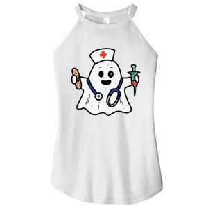 Nurse Ghost Scrub Top Halloween Costume For Nurses Women Rn Women's Perfect Tri Rocker Tank