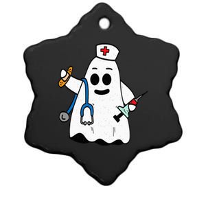 Nurse Ghost Scrub Cute Halloween Costume For Nurses RN Ceramic Star Ornament