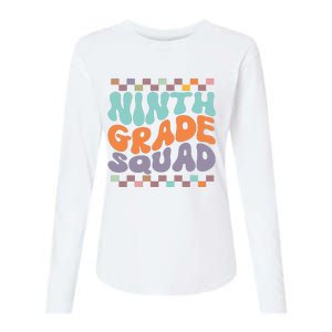 Ninth Grade Squad Retro Groovy Happy First Day Of School Gift Womens Cotton Relaxed Long Sleeve T-Shirt