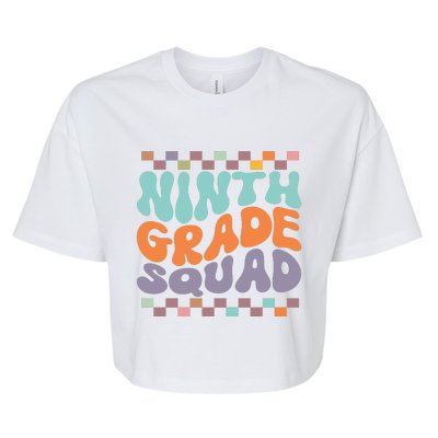 Ninth Grade Squad Retro Groovy Happy First Day Of School Gift Bella+Canvas Jersey Crop Tee