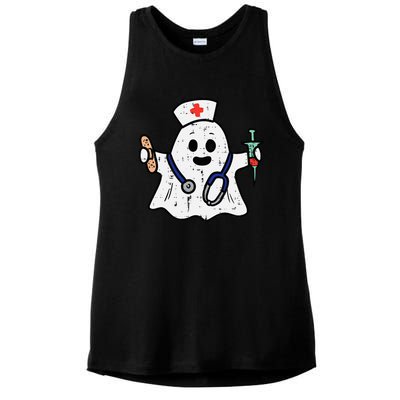 Nurse Ghost Scrub Halloween Costume For Nurses  RN Ladies PosiCharge Tri-Blend Wicking Tank