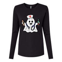 Nurse Ghost Scrub Halloween Costume For Nurses  RN Womens Cotton Relaxed Long Sleeve T-Shirt