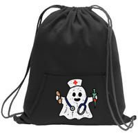 Nurse Ghost Scrub Halloween Costume For Nurses  RN Sweatshirt Cinch Pack Bag