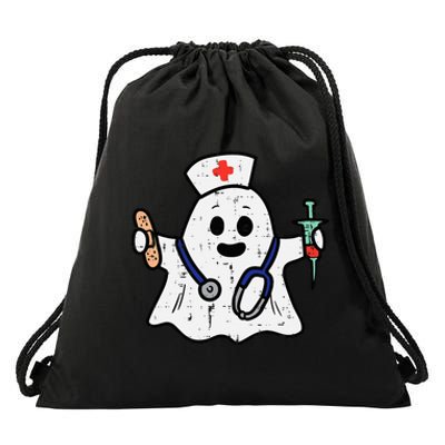 Nurse Ghost Scrub Halloween Costume For Nurses  RN Drawstring Bag