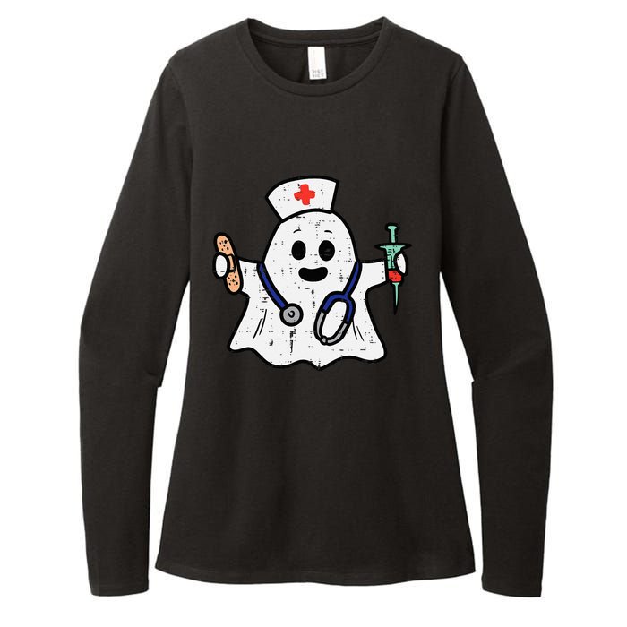 Nurse Ghost Scrub Halloween Costume For Nurses  RN Womens CVC Long Sleeve Shirt