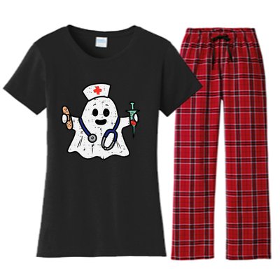 Nurse Ghost Scrub Halloween Costume For Nurses  RN Women's Flannel Pajama Set