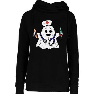 Nurse Ghost Scrub Halloween Costume For Nurses  RN Womens Funnel Neck Pullover Hood