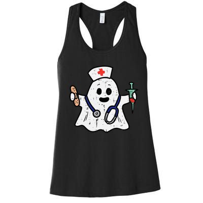 Nurse Ghost Scrub Halloween Costume For Nurses  RN Women's Racerback Tank