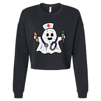 Nurse Ghost Scrub Halloween Costume For Nurses  RN Cropped Pullover Crew