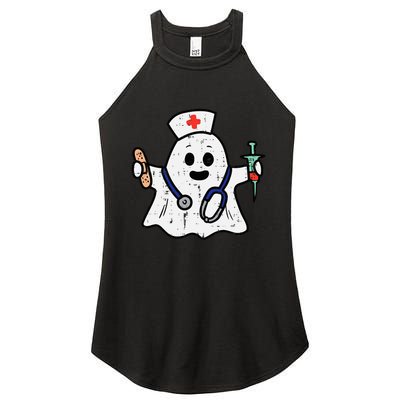 Nurse Ghost Scrub Halloween Costume For Nurses  RN Women's Perfect Tri Rocker Tank