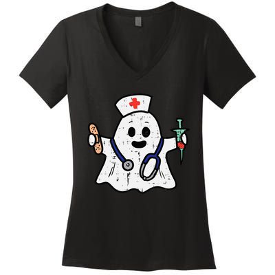 Nurse Ghost Scrub Halloween Costume For Nurses  RN Women's V-Neck T-Shirt