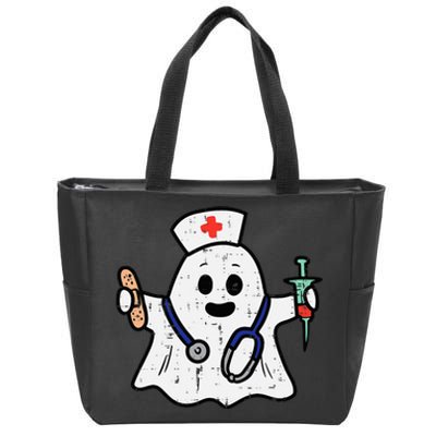 Nurse Ghost Scrub Halloween Costume For Nurses  RN Zip Tote Bag