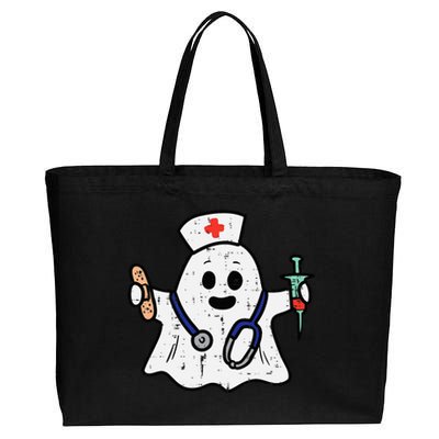 Nurse Ghost Scrub Halloween Costume For Nurses  RN Cotton Canvas Jumbo Tote