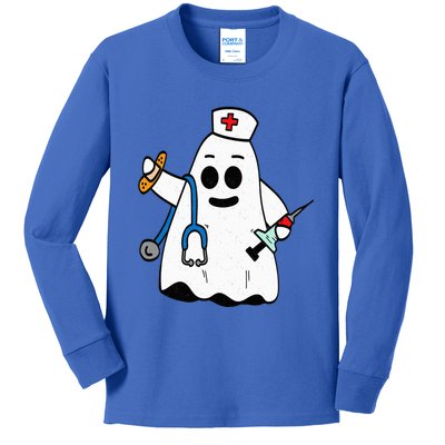 Nurse Ghost Scrub Cute Halloween Costume For Nurses RN Kids Long Sleeve Shirt