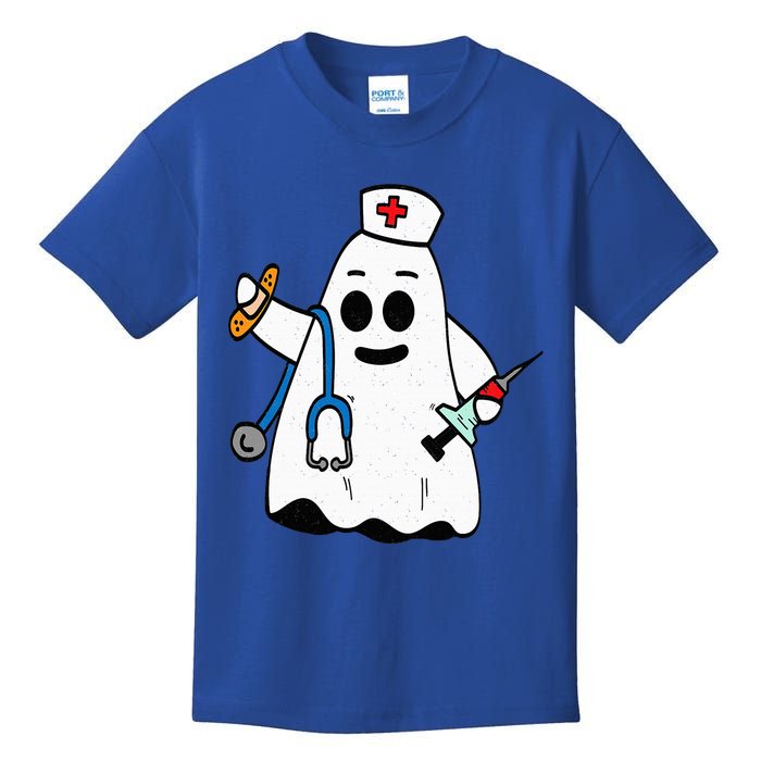 Nurse Ghost Scrub Cute Halloween Costume For Nurses RN Kids T-Shirt