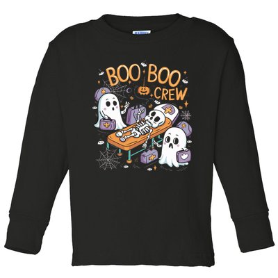 Nurse Ghost Skeleton Funny Boo Crew Halloween Toddler Long Sleeve Shirt