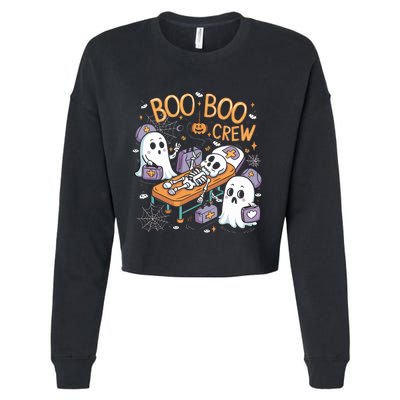 Nurse Ghost Skeleton Funny Boo Crew Halloween Cropped Pullover Crew