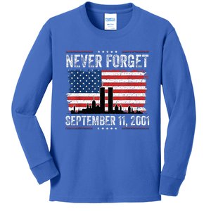 Never Get September 11 2001 Memorial Day American Flag Kids Long Sleeve Shirt