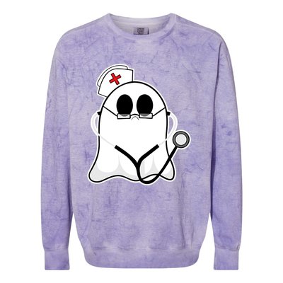 Nurse Ghost Scrub Top Halloween Costume For Nurses Rn Funny Gift Colorblast Crewneck Sweatshirt