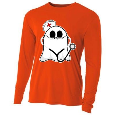 Nurse Ghost Scrub Top Halloween Costume For Nurses Rn Funny Gift Cooling Performance Long Sleeve Crew