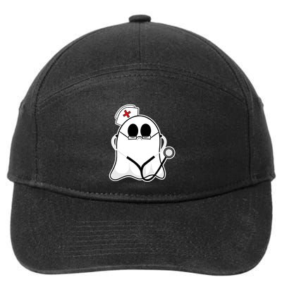 Nurse Ghost Scrub Top Halloween Costume For Nurses Rn Funny Gift 7-Panel Snapback Hat