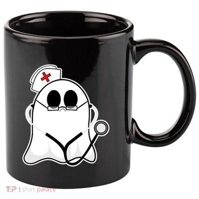 Nurse Ghost Scrub Top Halloween Costume For Nurses Rn Funny Gift 11oz C Handle Ceramic Mug