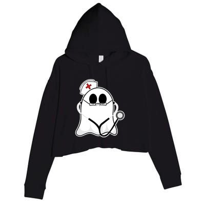Nurse Ghost Scrub Top Halloween Costume For Nurses Rn Funny Gift Crop Fleece Hoodie