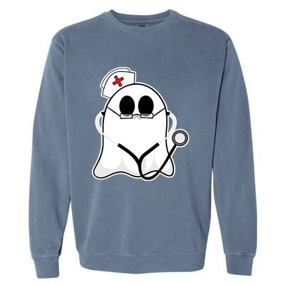 Nurse Ghost Scrub Top Halloween Costume For Nurses Rn Funny Gift Garment-Dyed Sweatshirt