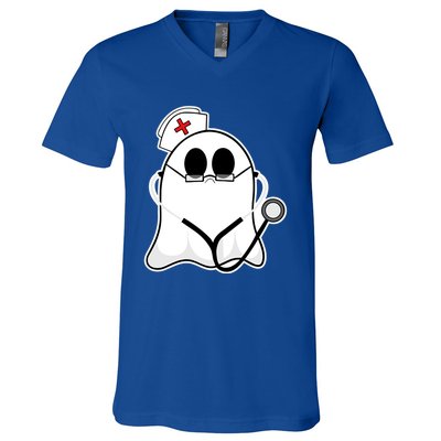 Nurse Ghost Scrub Top Halloween Costume For Nurses Rn Funny Gift V-Neck T-Shirt