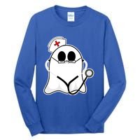 Nurse Ghost Scrub Top Halloween Costume For Nurses Rn Funny Gift Tall Long Sleeve T-Shirt