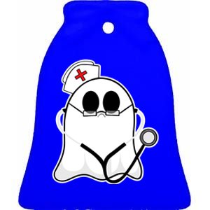 Nurse Ghost Scrub Top Halloween Costume For Nurses Rn Funny Gift Ceramic Bell Ornament