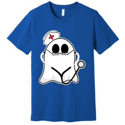 Nurse Ghost Scrub Top Halloween Costume For Nurses Rn Funny Gift Premium T-Shirt