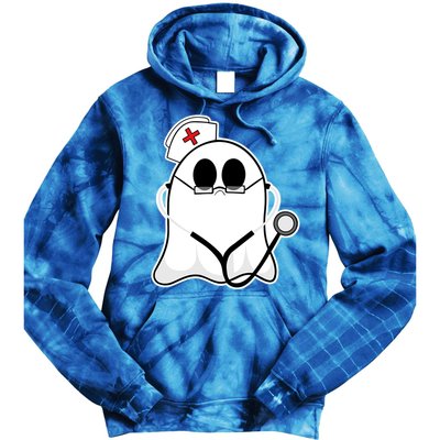 Nurse Ghost Scrub Top Halloween Costume For Nurses Rn Funny Gift Tie Dye Hoodie