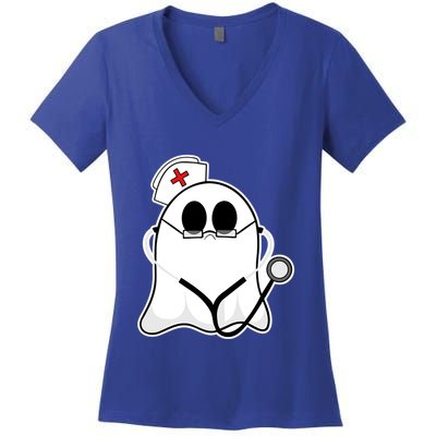 Nurse Ghost Scrub Top Halloween Costume For Nurses Rn Funny Gift Women's V-Neck T-Shirt