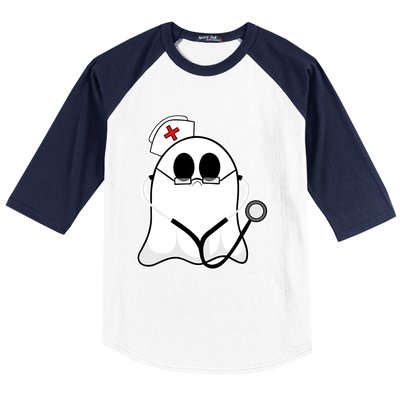 Nurse Ghost Scrub Top Halloween Costume For Nurses Rn Funny Gift Baseball Sleeve Shirt