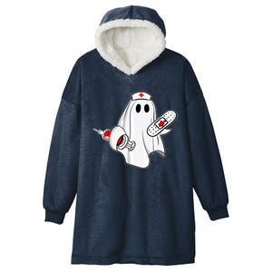 Nurse Ghost Scrub Top Halloween Costume For Nurses Rn Gift Hooded Wearable Blanket