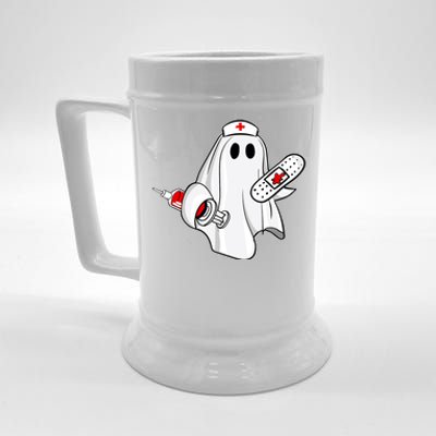 Nurse Ghost Scrub Top Halloween Costume For Nurses Rn Gift Beer Stein