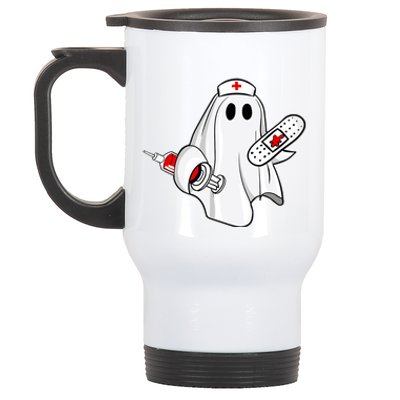 Nurse Ghost Scrub Top Halloween Costume For Nurses Rn Gift Stainless Steel Travel Mug