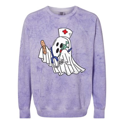 Nurse Ghost Scrub Top Halloween Costume For Nurses Rn Gift Colorblast Crewneck Sweatshirt