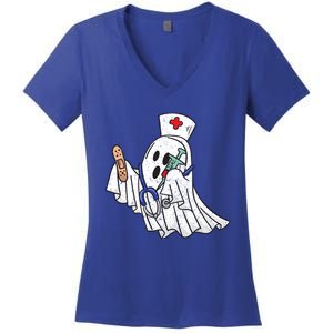 Nurse Ghost Scrub Top Halloween Costume For Nurses Rn Gift Women's V-Neck T-Shirt