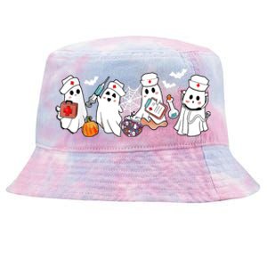 Nurse Ghost Scrub Nursing Halloween Costume For Nurses Gift Tie-Dyed Bucket Hat