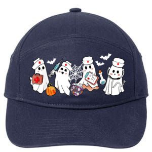 Nurse Ghost Scrub Nursing Halloween Costume For Nurses Gift 7-Panel Snapback Hat