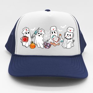 Nurse Ghost Scrub Nursing Halloween Costume For Nurses Gift Trucker Hat