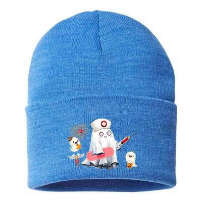Nurse Ghost Scrub Top Halloween Costume Cna Nurses Rn Meaningful Gift Sustainable Knit Beanie
