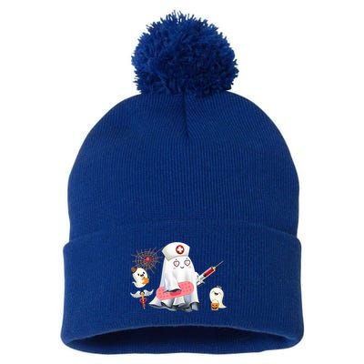 Nurse Ghost Scrub Top Halloween Costume Cna Nurses Rn Meaningful Gift Pom Pom 12in Knit Beanie
